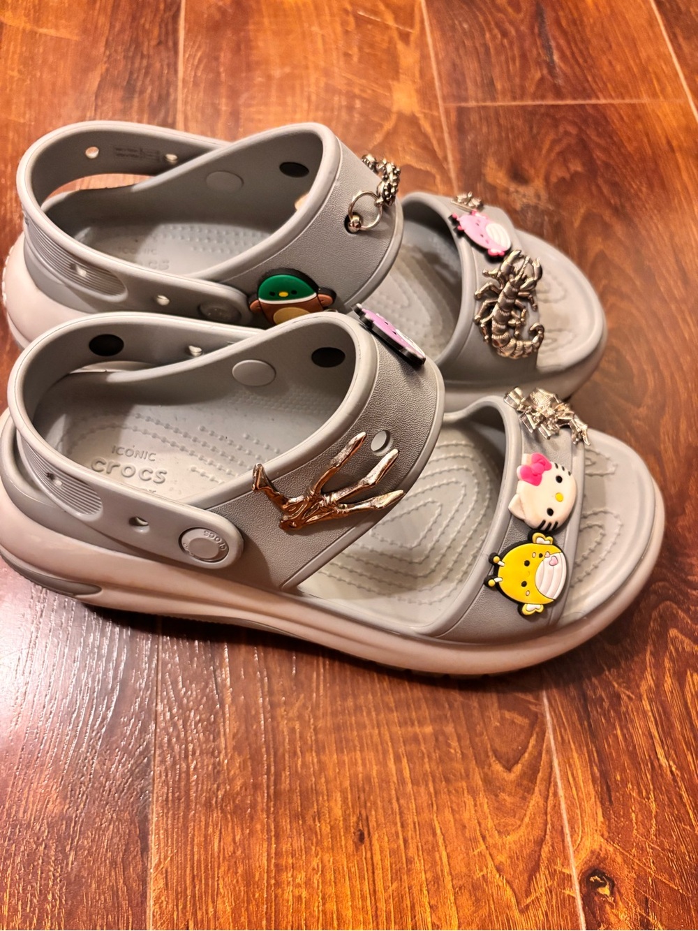 Crocs Mega Crush Sandals W7 M5 Gray Platform Custom Hello Kitty Charms Y2K